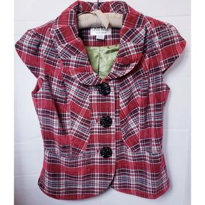 An Ren New York cap sleeve tartan peplum jacket S/M